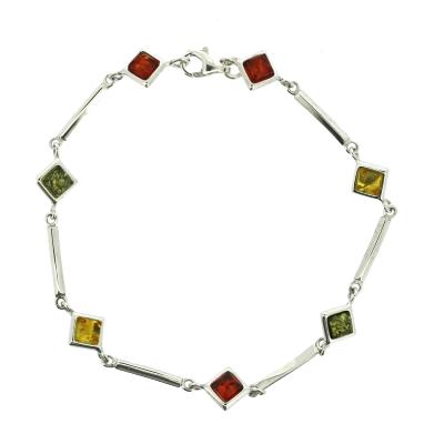 Classic Amber Square and Link Mixed  Bracelet