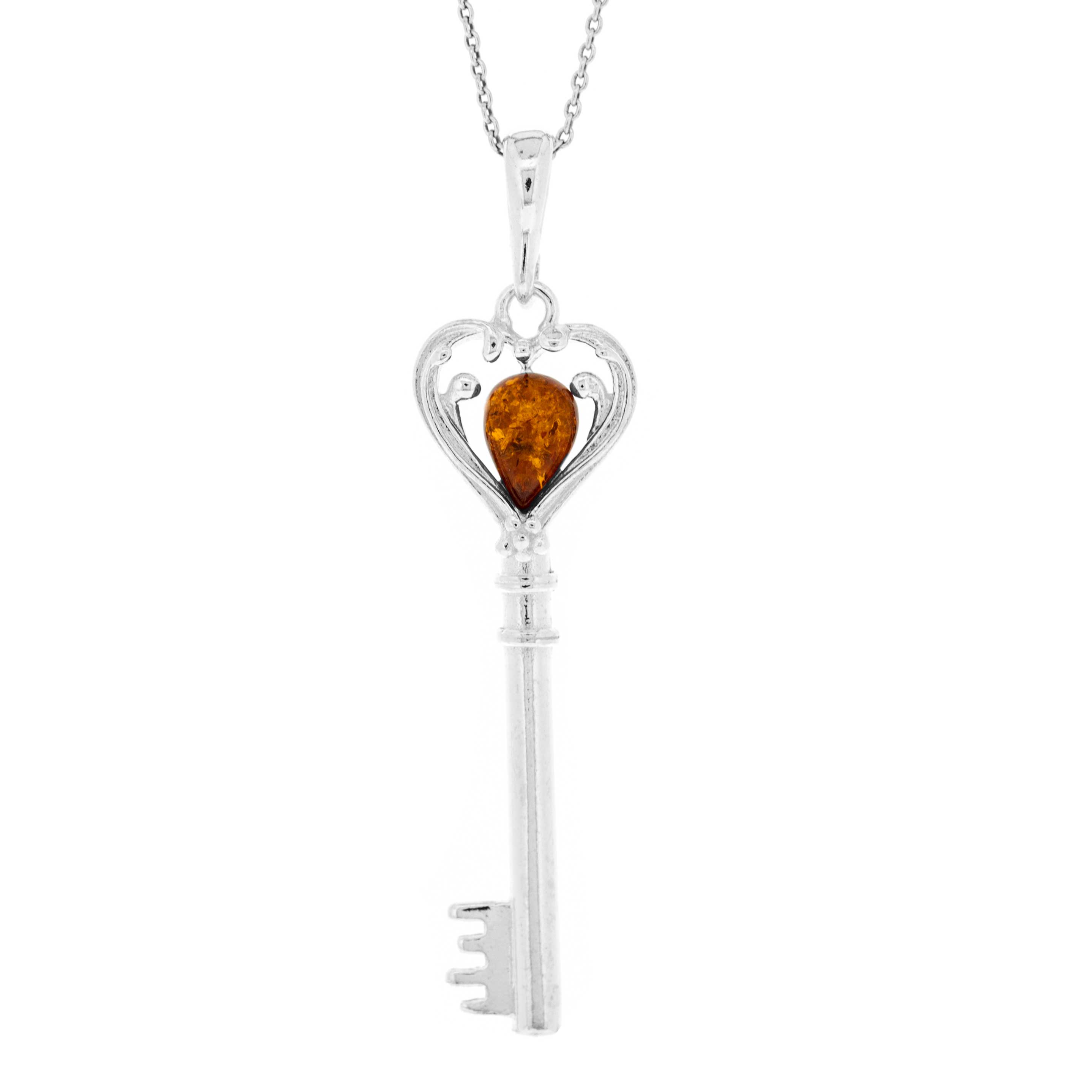 Classic Amber Key To Your Heart Pendant