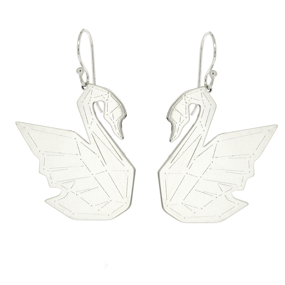 Simply Silver Swan  Earrings