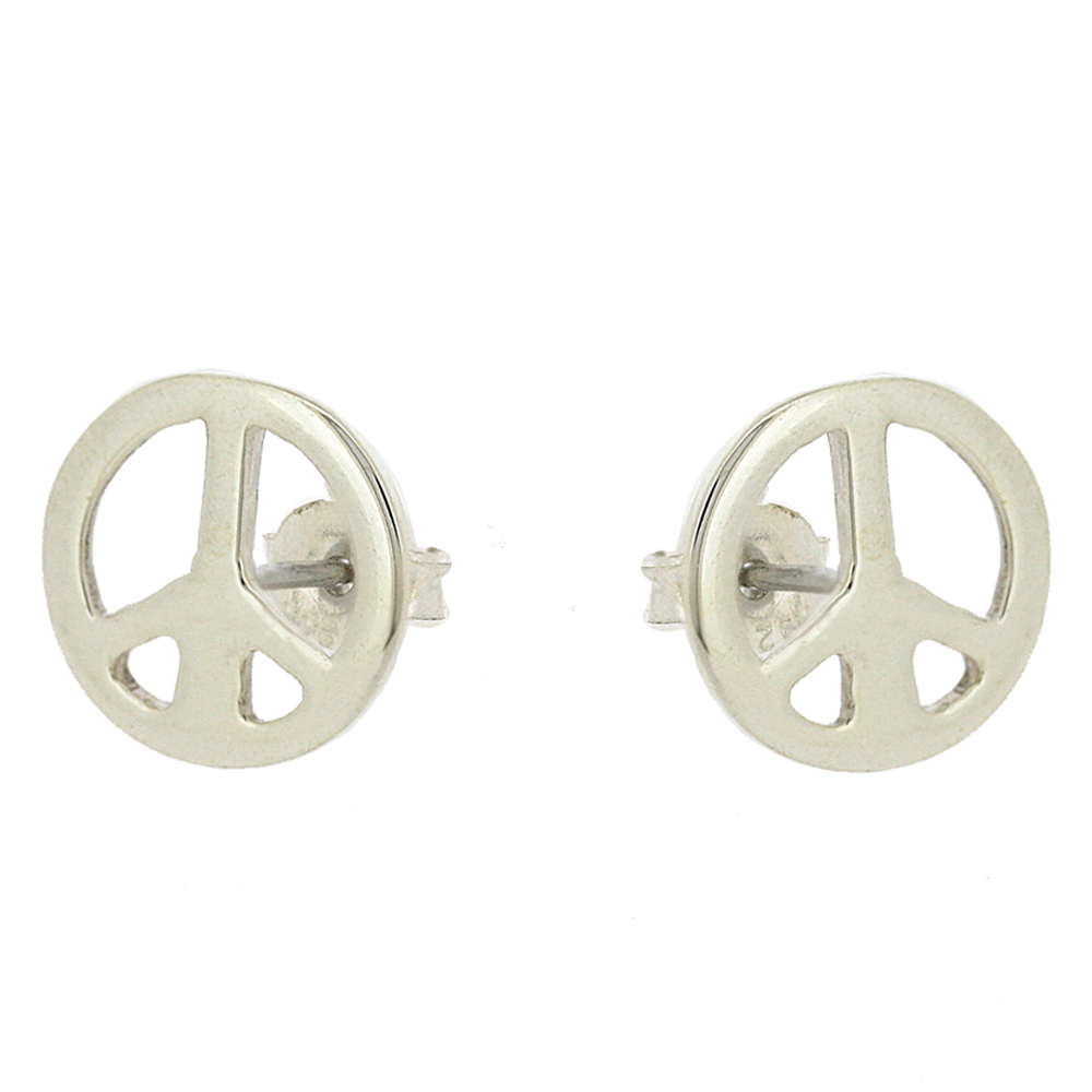 Simply Silver Peace Sign Stud Earrings