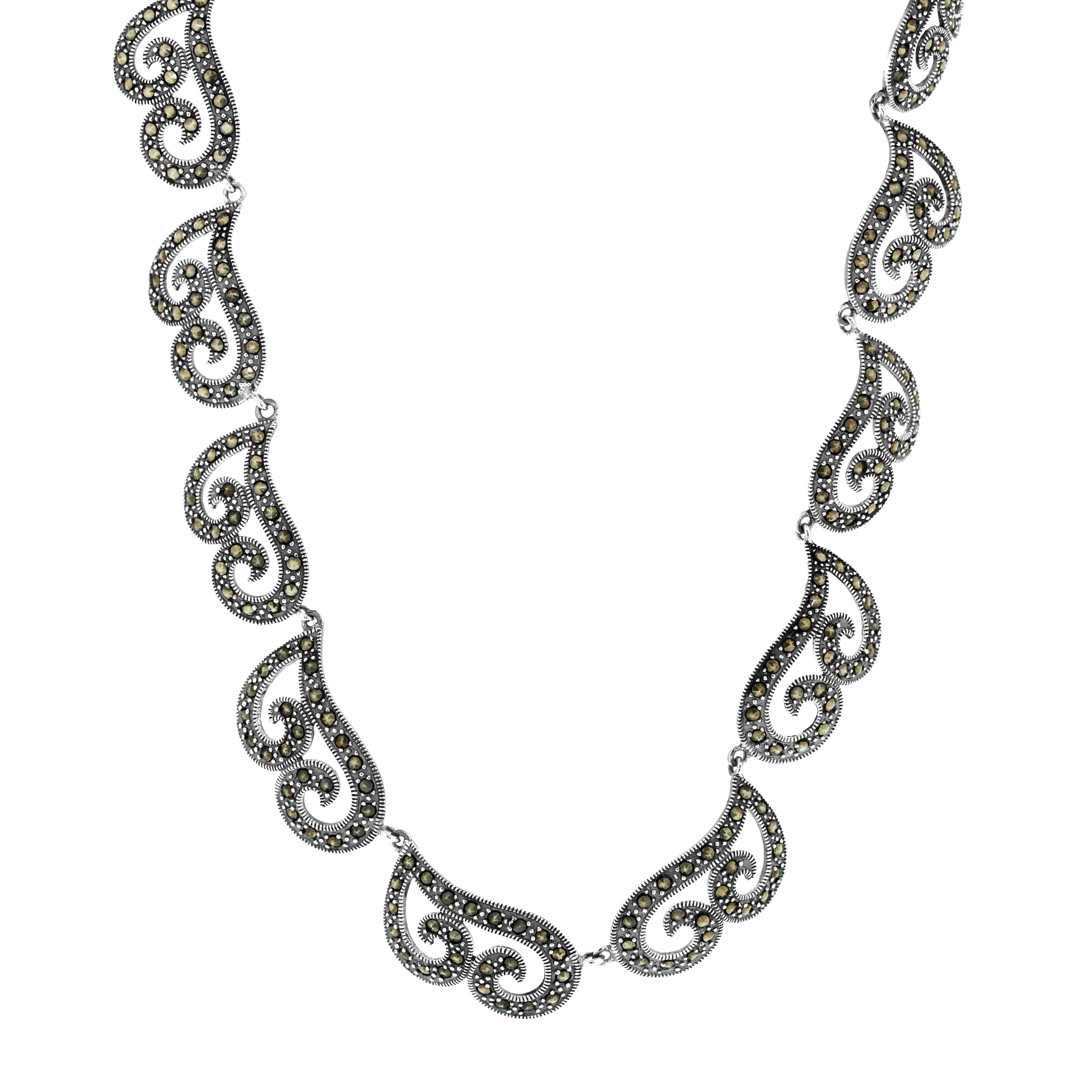 Nova Marcasite Deco Twirls Necklace