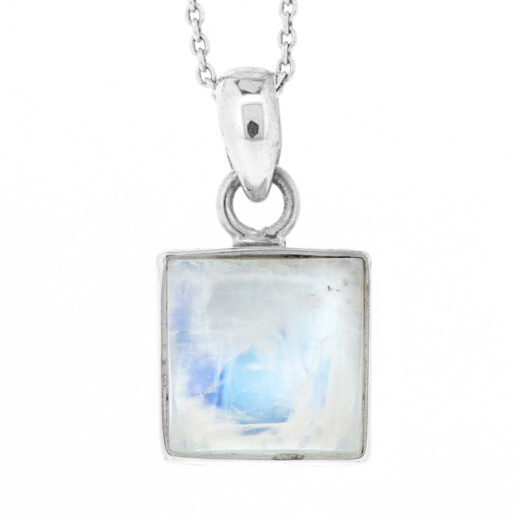 Moonstone Square Pendant with 18inch trace chain and box
