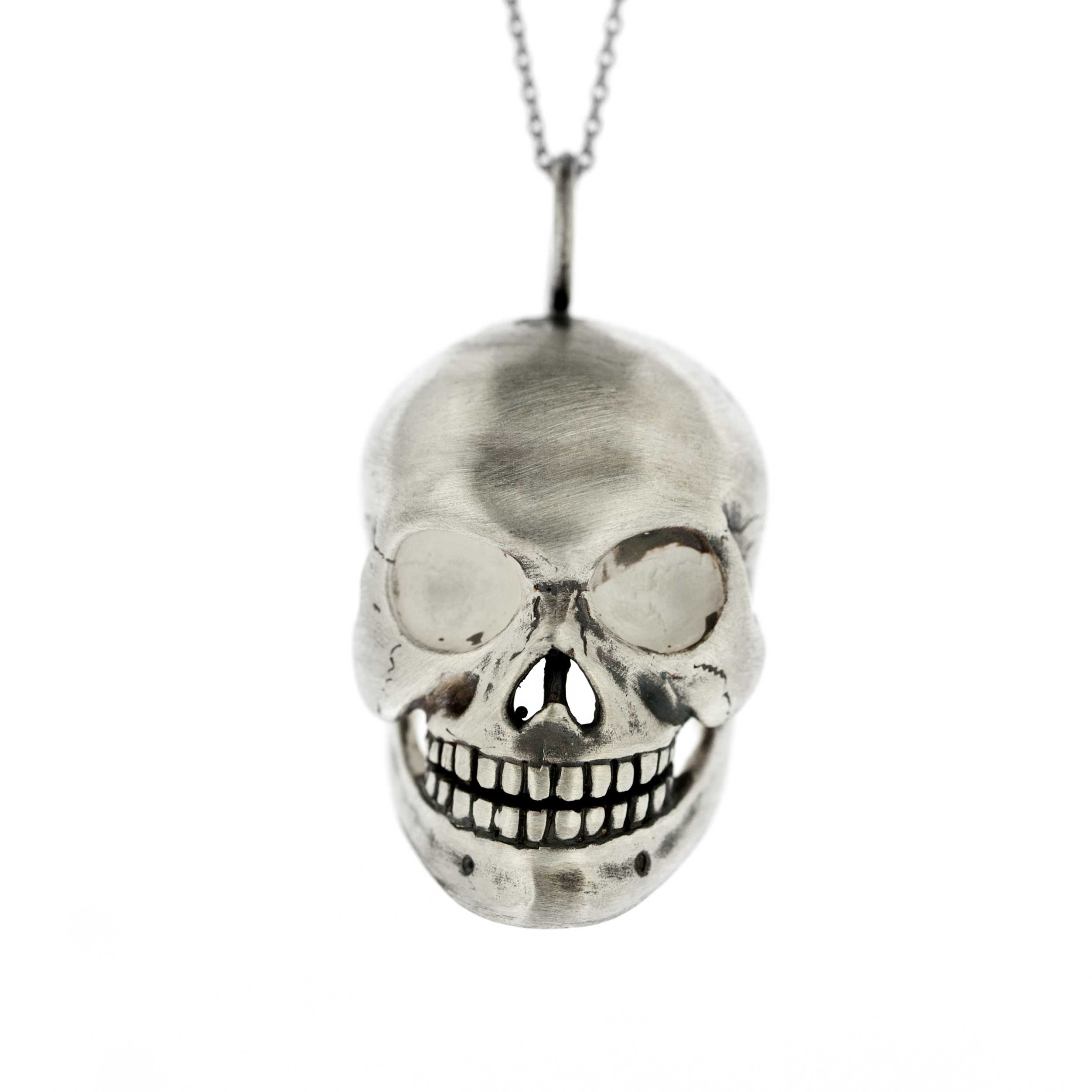 Tooth and Claw Large Human Skull Pendant