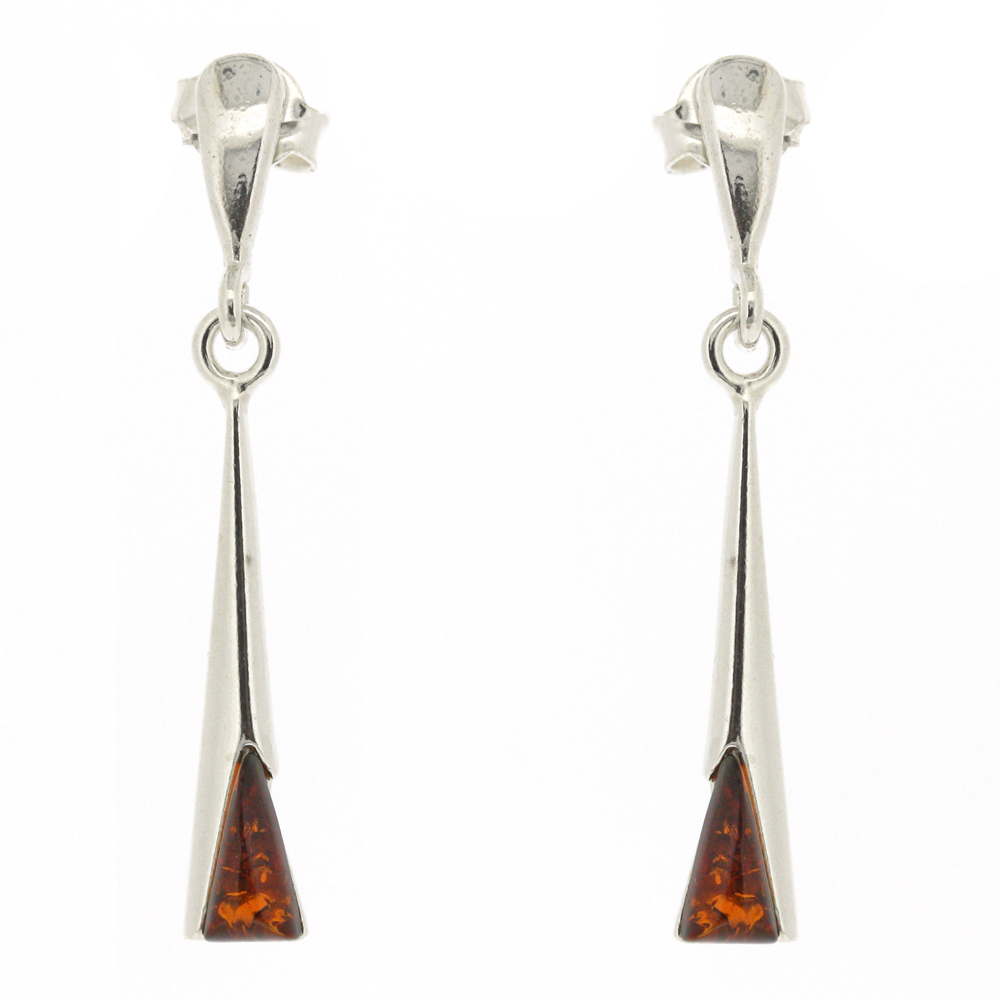 Classic Amber Cognac Torch Earrings