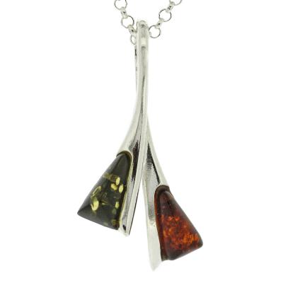 Classic Amber Mixed Triangles Pendant