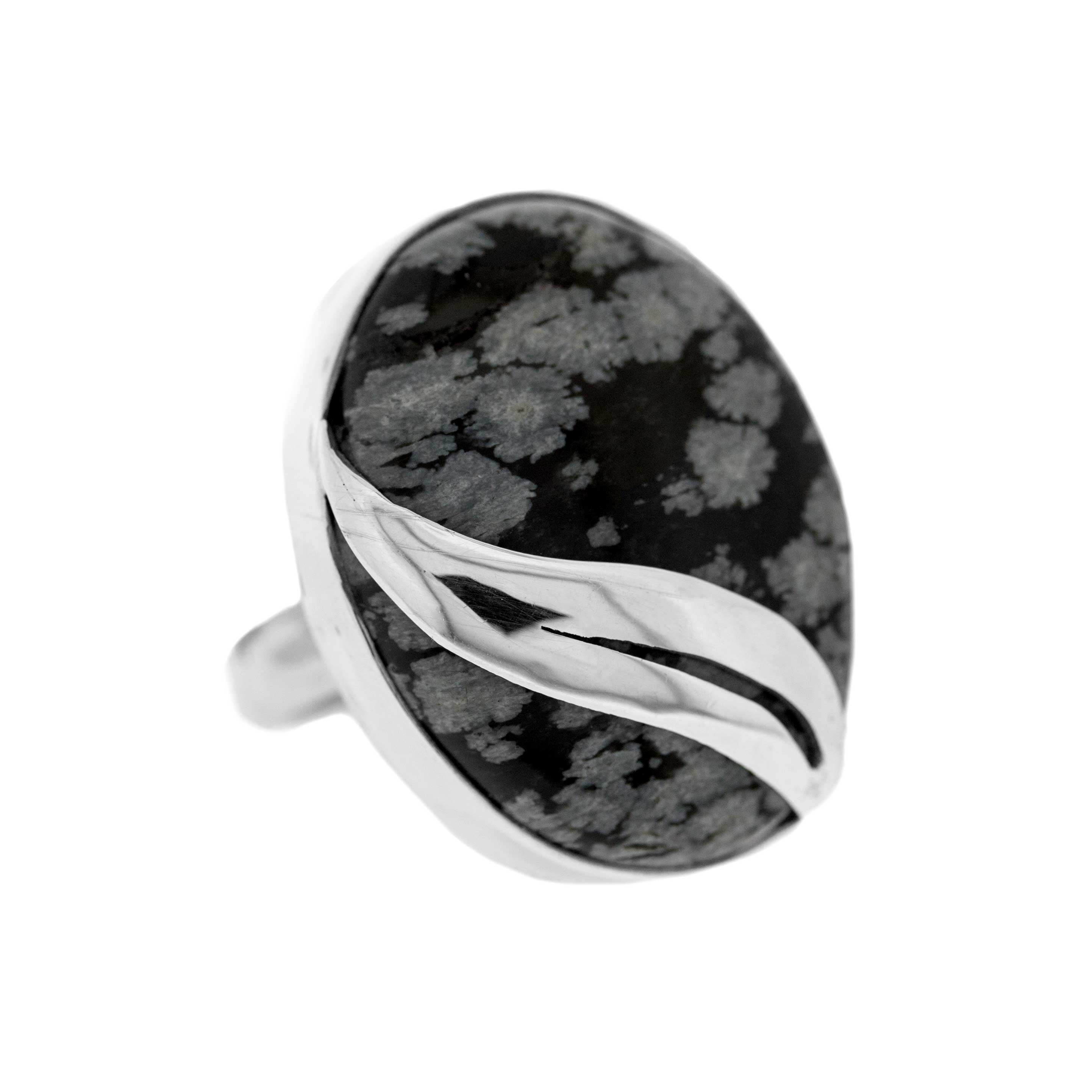 Nova Silver Snowflake Obsidian Ring
