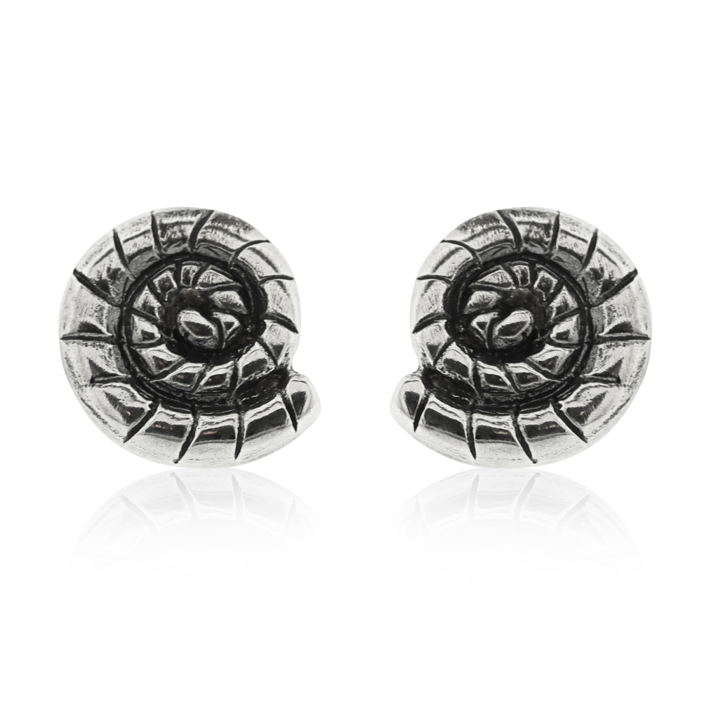 Simply Silver Ammonite Stud Earrings