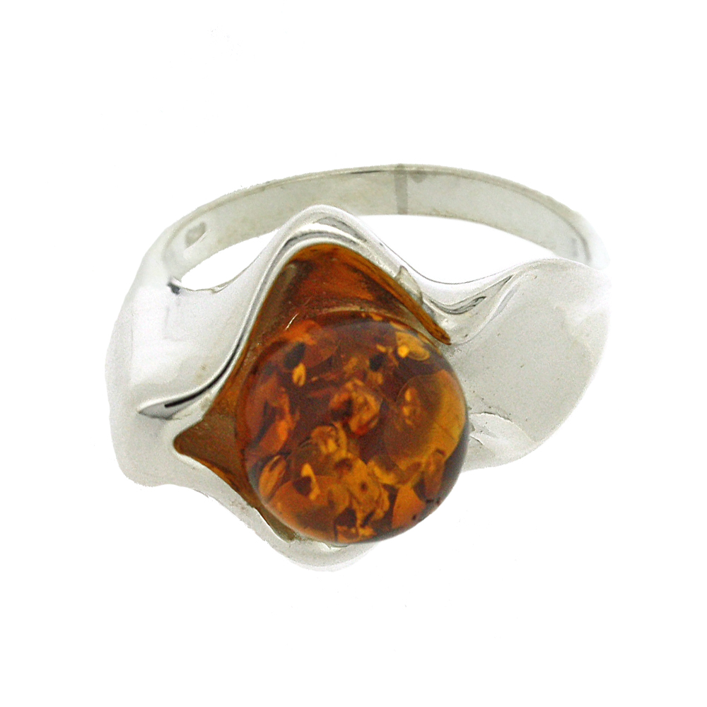 Bespoke Cognac Amber Leaf Ring