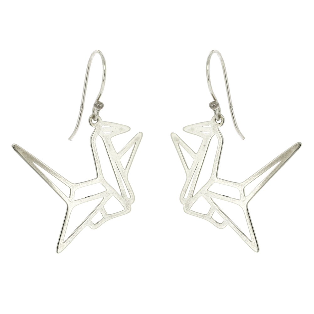 Simply Silver Origami Crane Earrings