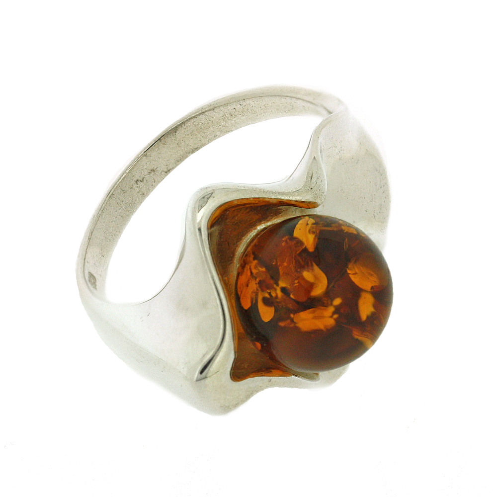 Bespoke Cognac Amber Leaf Ring