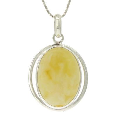 Pure Amber Framed Oval Pendant 