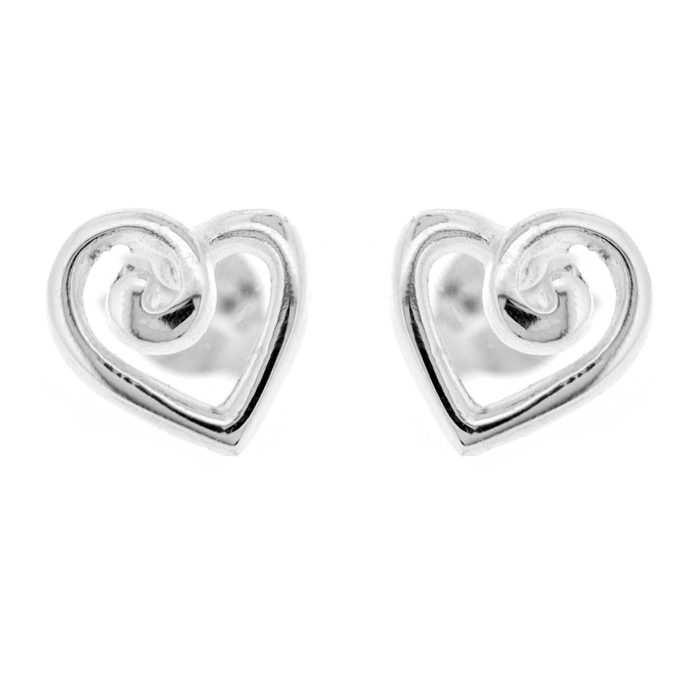 Simply Silver Fancy Heart Stud Earrings
