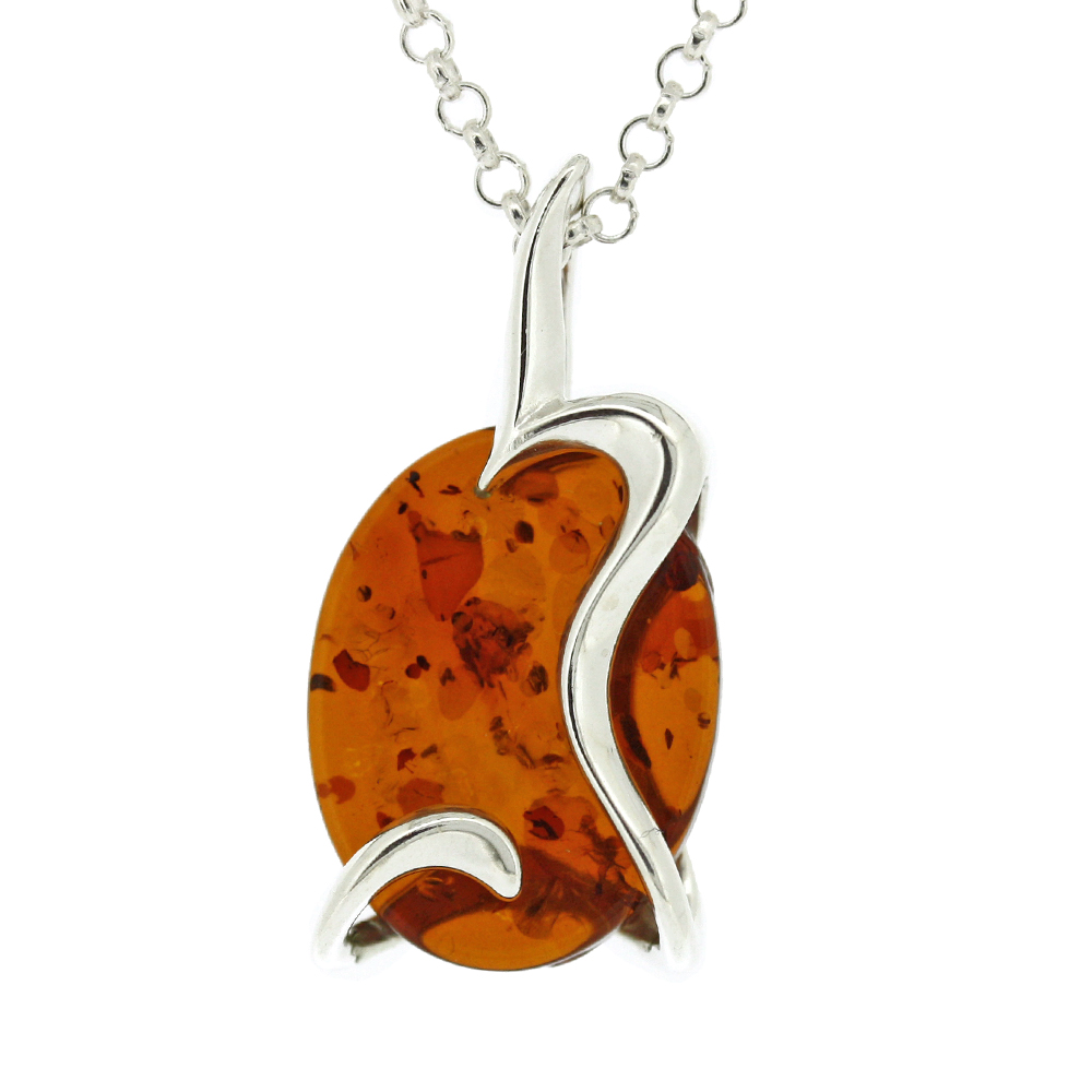 Classic Amber "Wiggly Waves" Pendant 