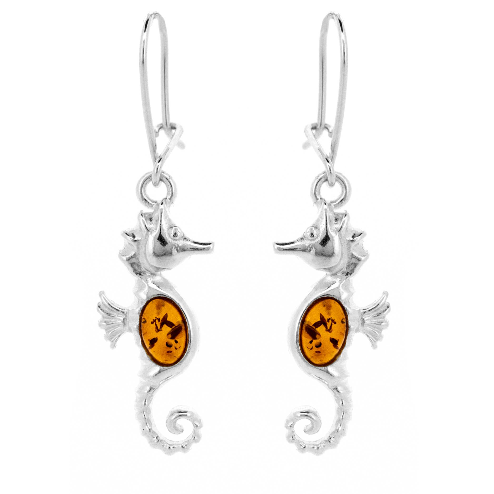 Classic Amber Seahorse Earrings