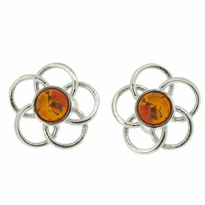 Classic Amber Large Flower Studs