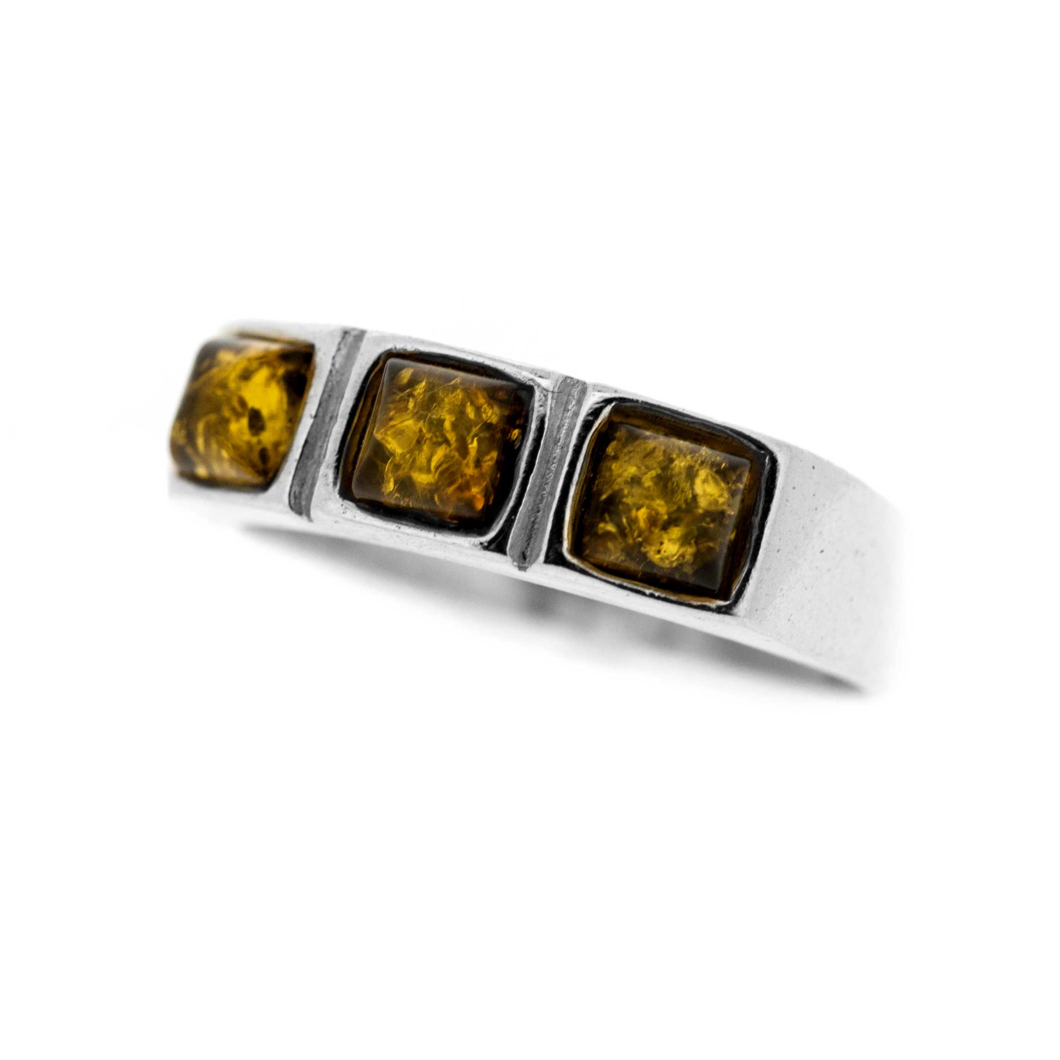 Three Stone Amber Ring 