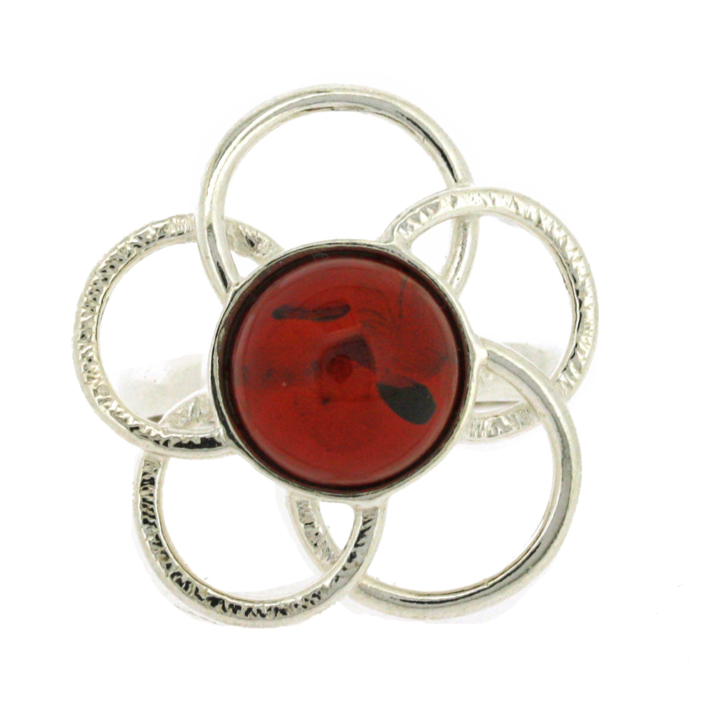 Classic Amber Large Flower Ring