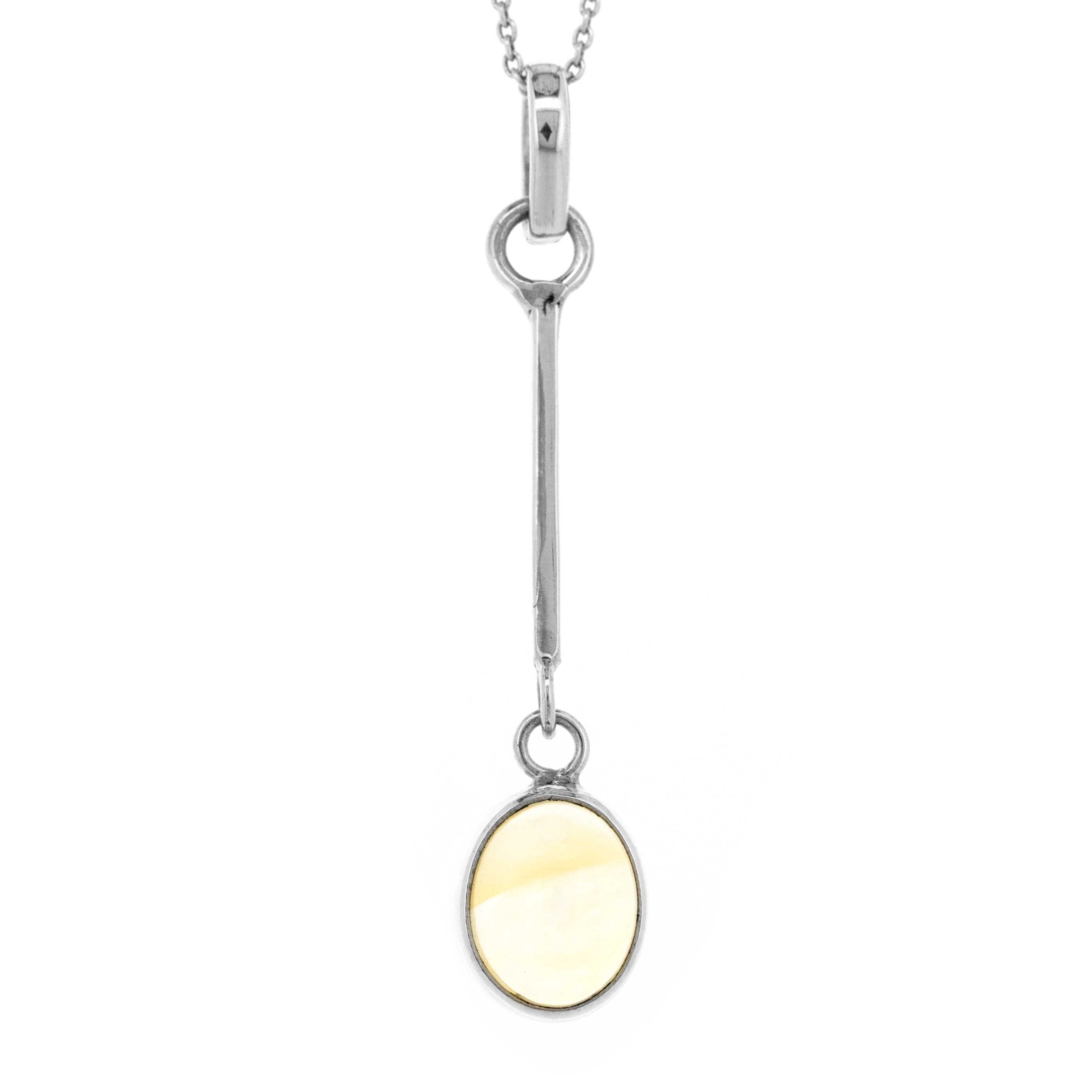 Long Drop Pendant with Oval Stone