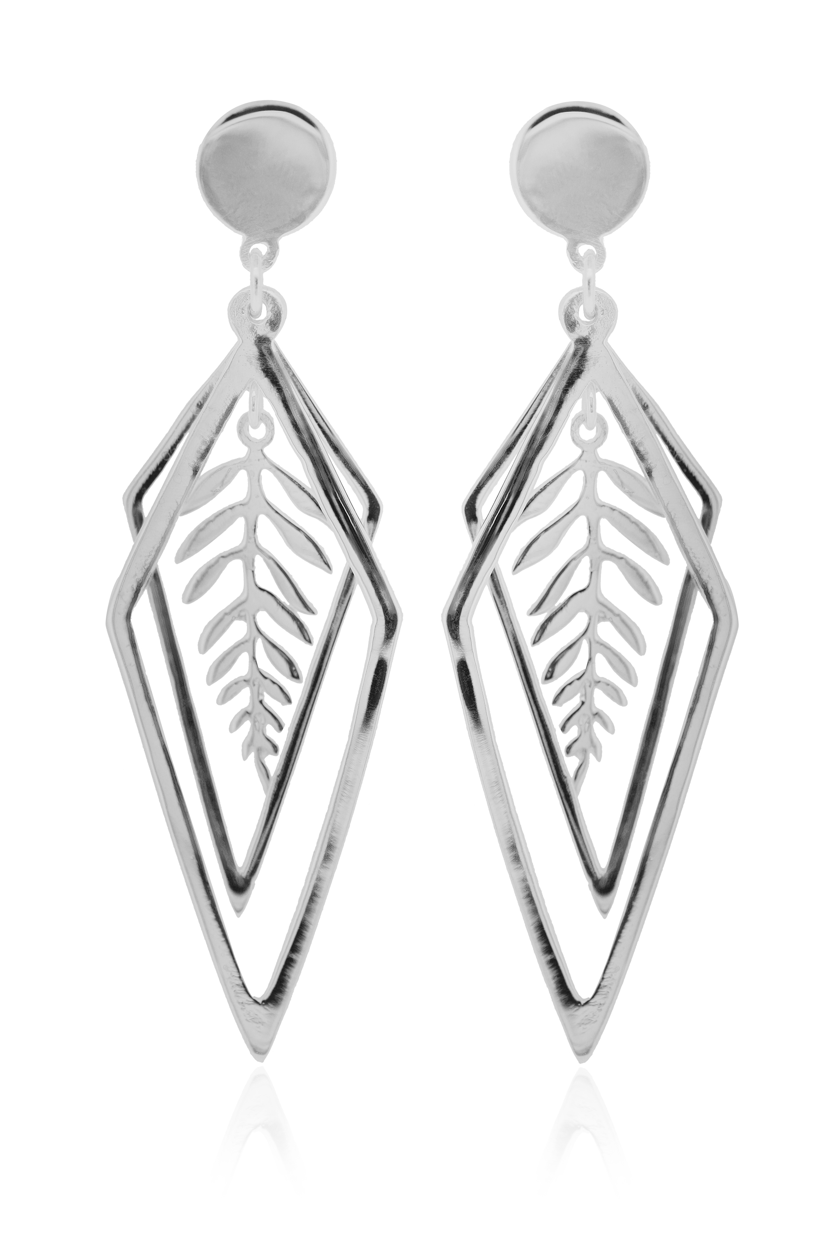 Simply Silver Leaf Diamond Earrings