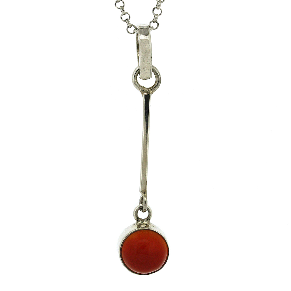 Long Drop Pendant With Round Stone