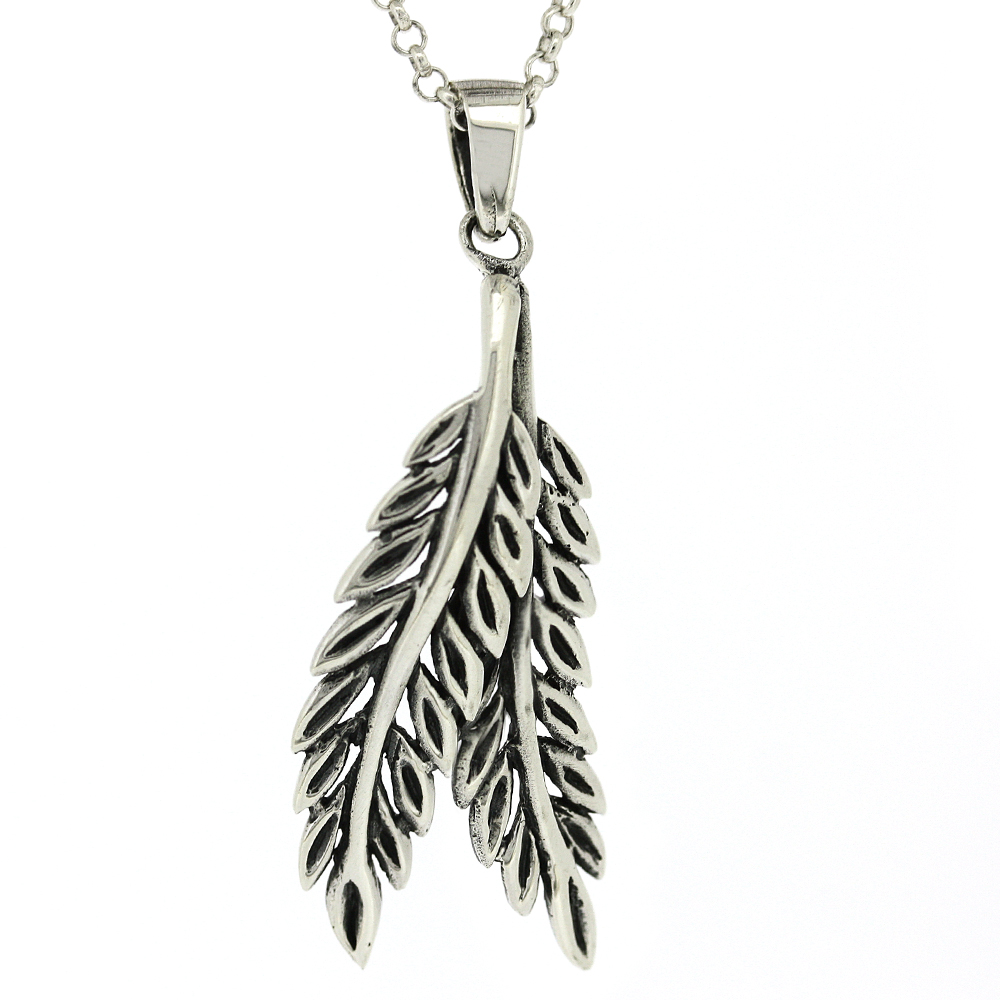 Simply Silver Double Leaf Pendant