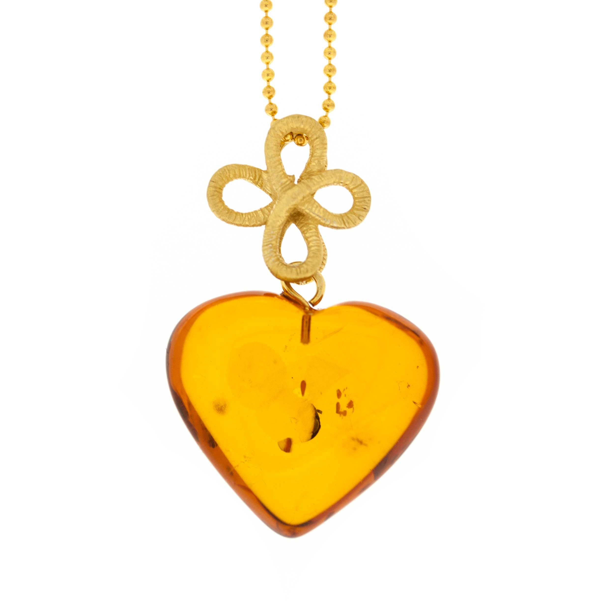 Amber Art Eternity Knot Heart Necklace
