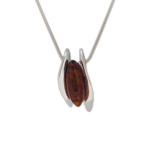 Leaf Cognac Amber Pendant