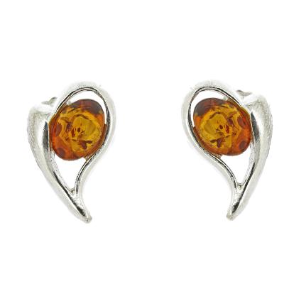 Classic Amber Abstract Heart Studs