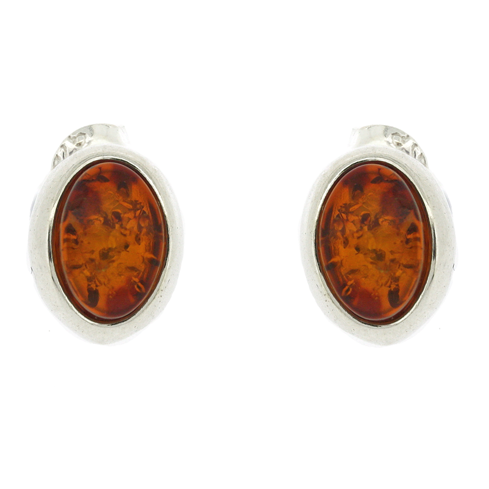 Classic Amber Flat Oval Studs