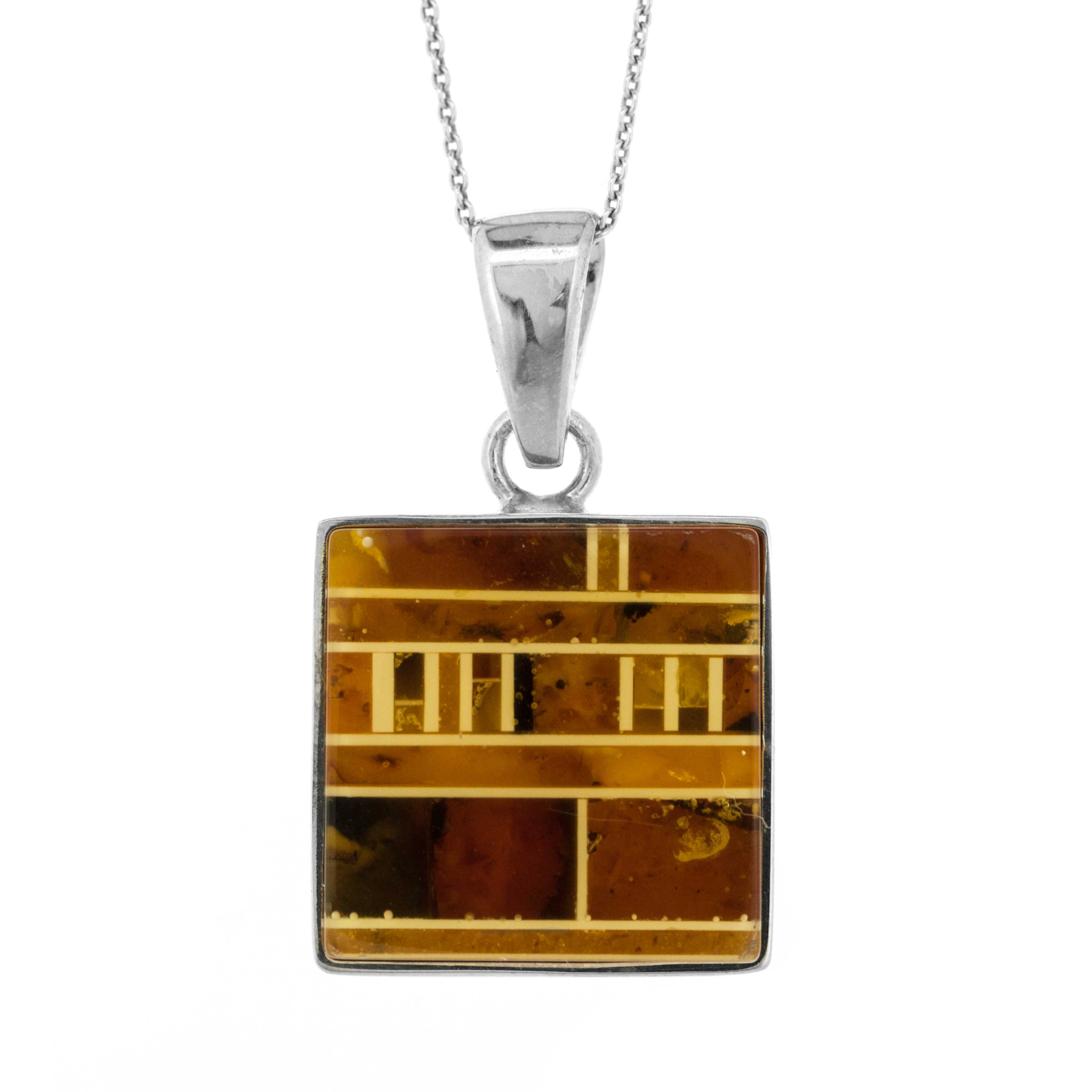 Square Mosaic Amber Pendant