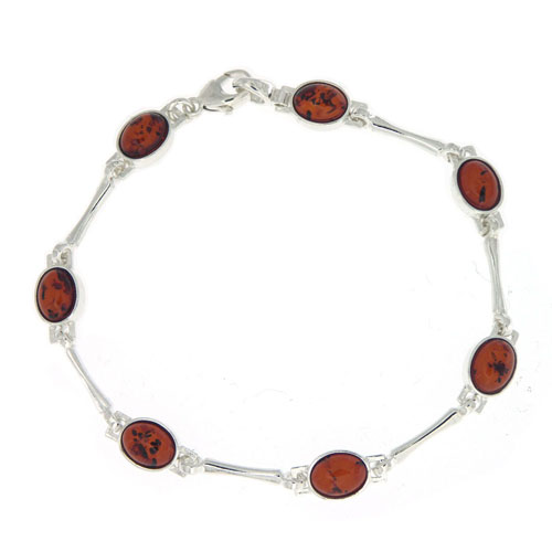 Classic Amber Oval and Link Cognac Bracelet 