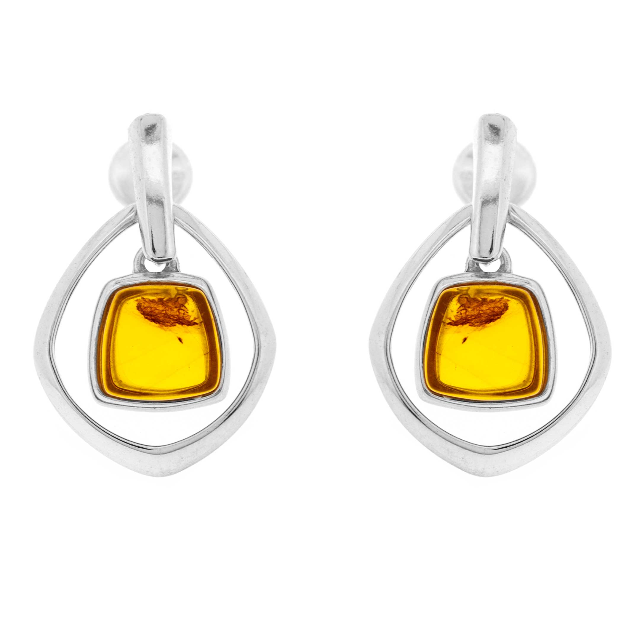 Classic Amber Framed Square Earrings