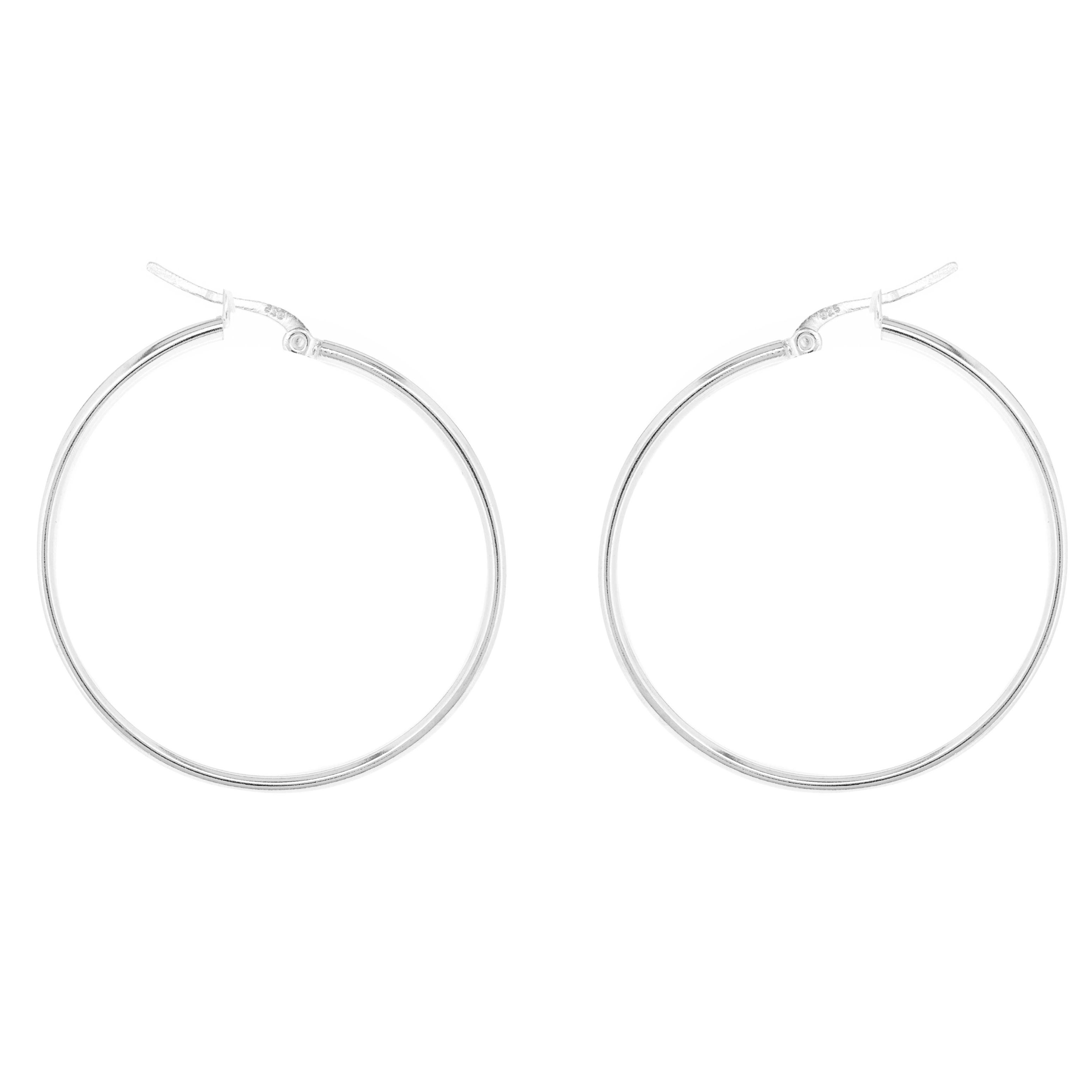 Simply Silver 2x40mm Hoop Earrings