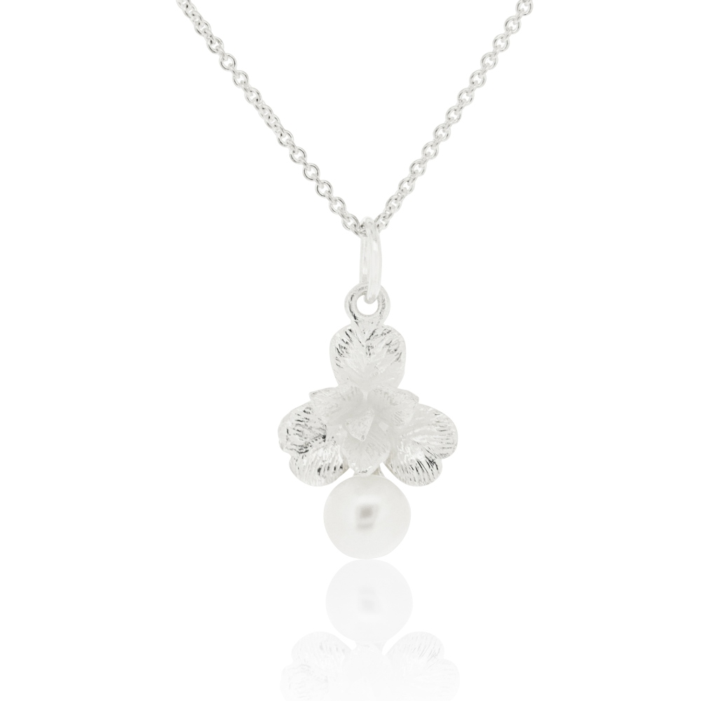 Silver Creation Orchid Pendant With Pearl 