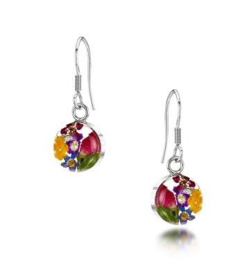 Shrieking Violet Mixed Flower Round Earrings