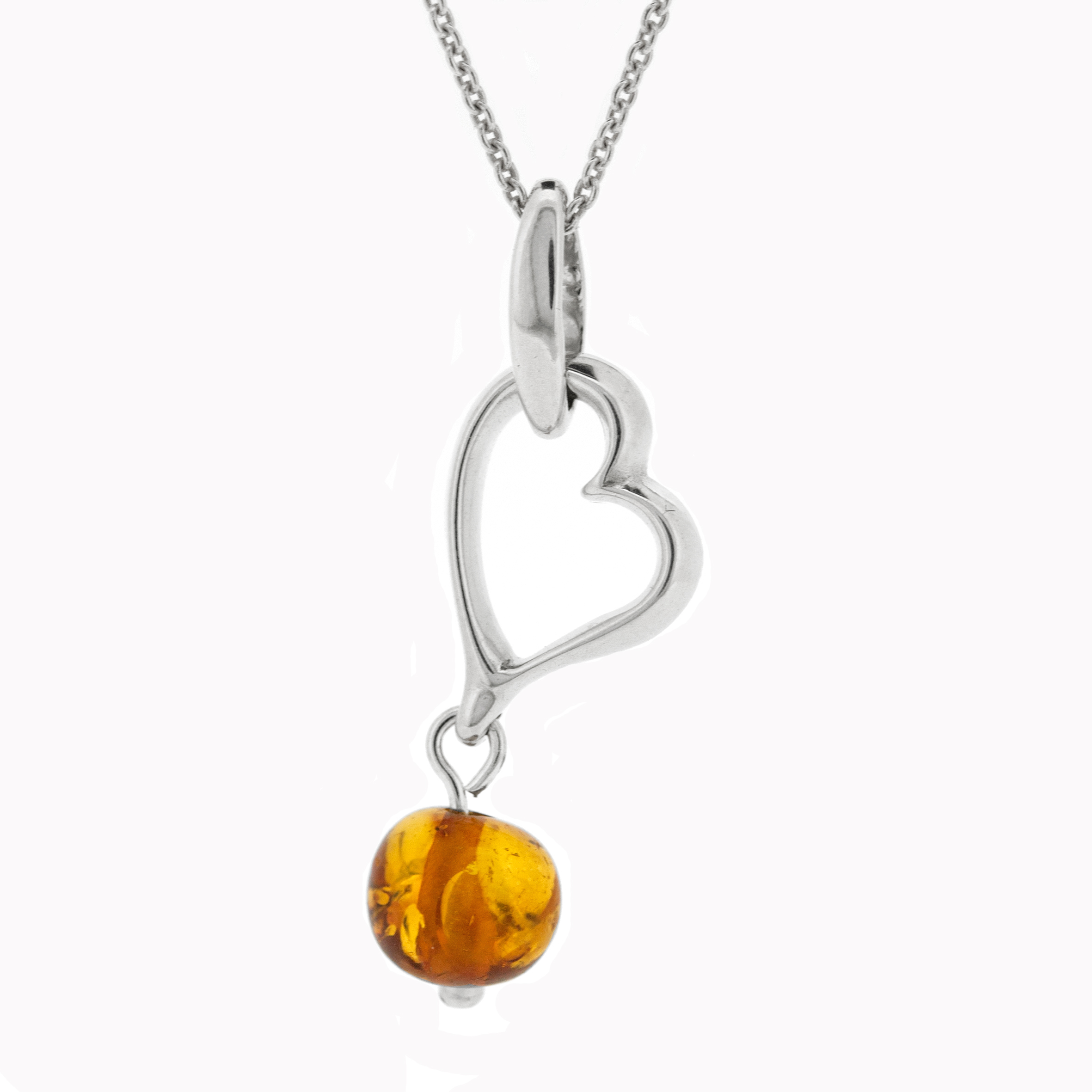 Amber Romance Heart Pendant