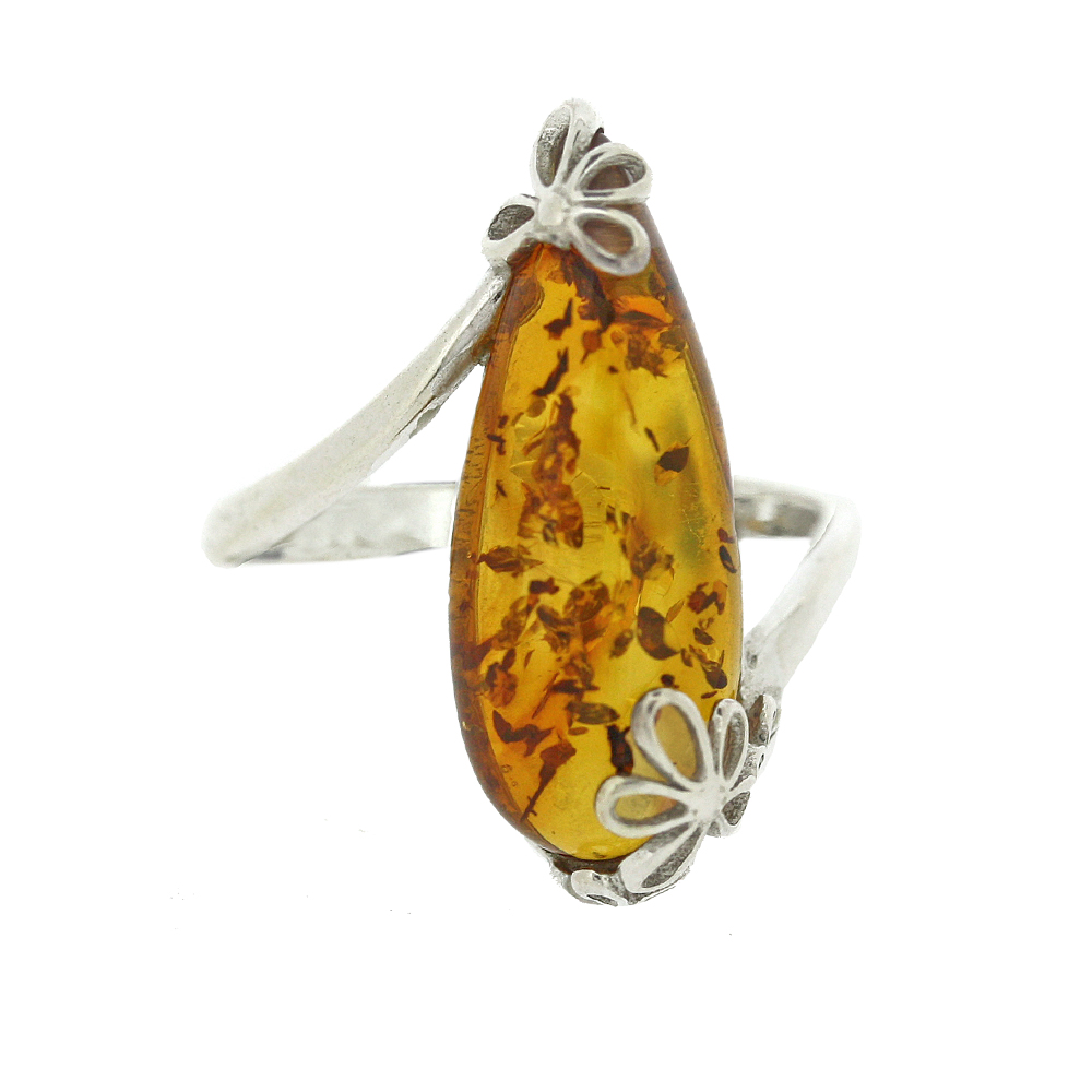 Classic Amber Flower Garden Ring