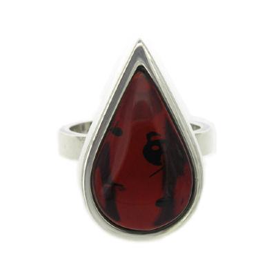 Pure Cherry Chunky Tear Shaped Ring Size N