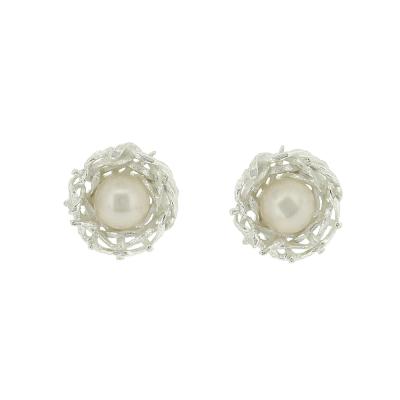 Silver Creation Magpie Nest Studs