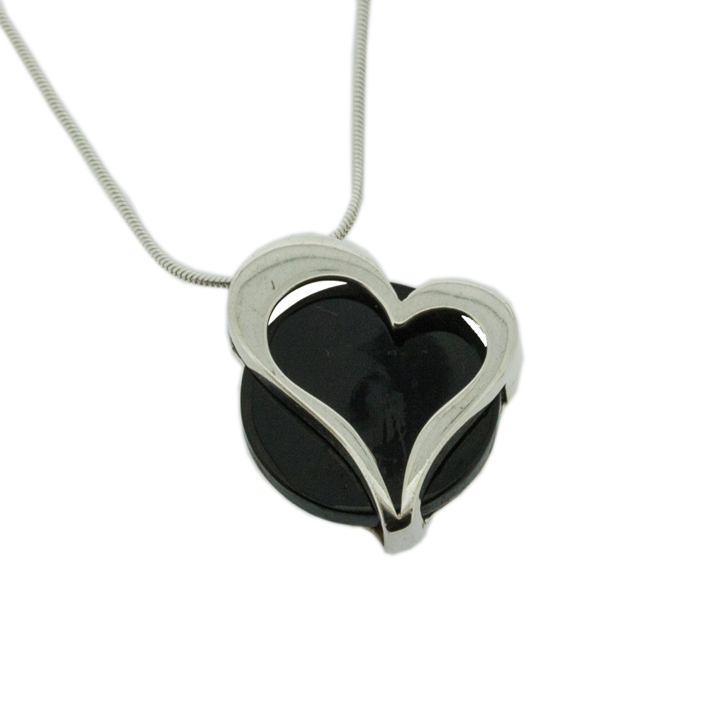 Amber Art Silver Heart Pendant