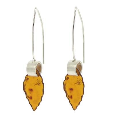 Amber Art Leaf Cognac Earrings
