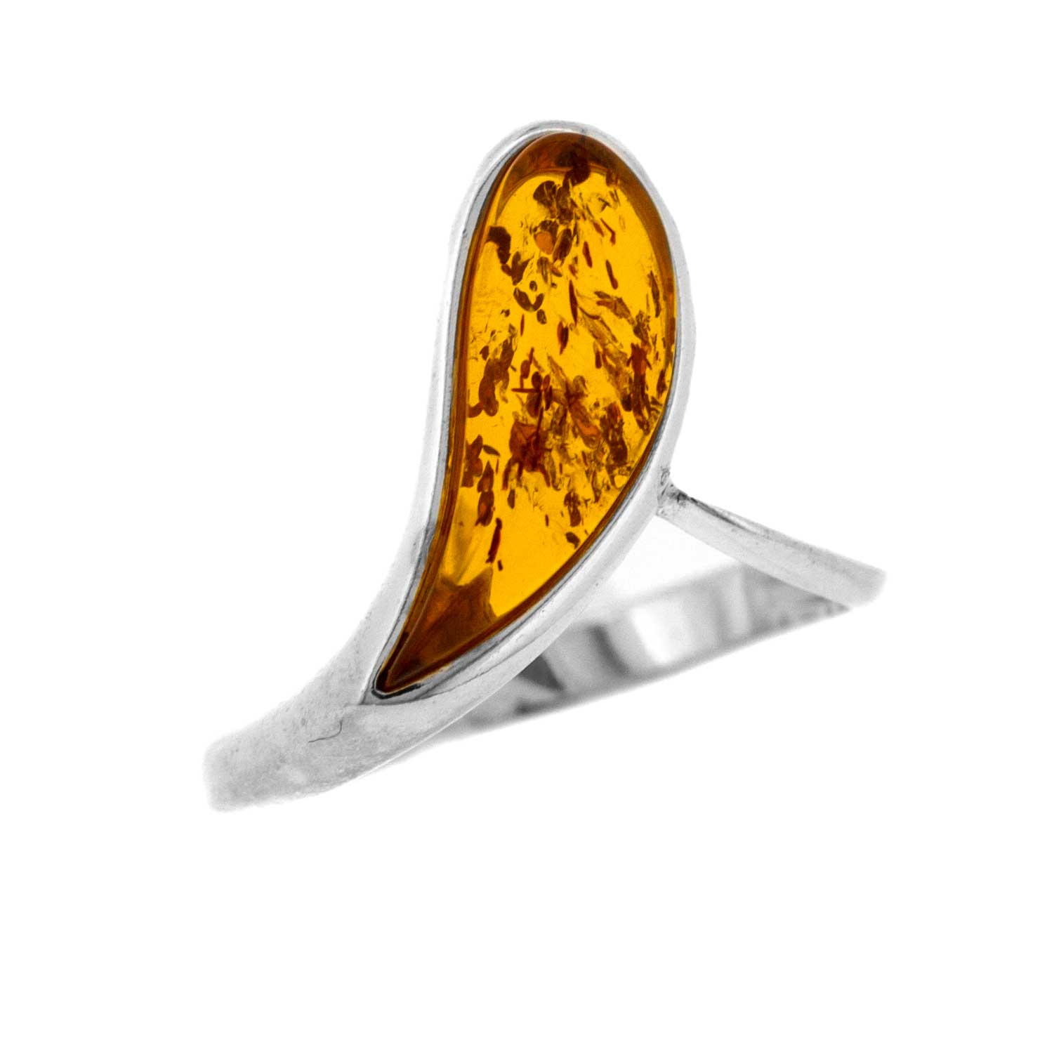 Classic Amber Raindrop Ring