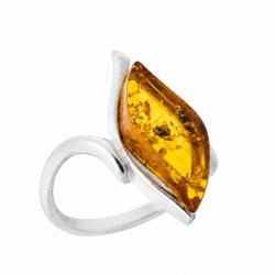 Amber Art Cognac Amber Leaf Ring