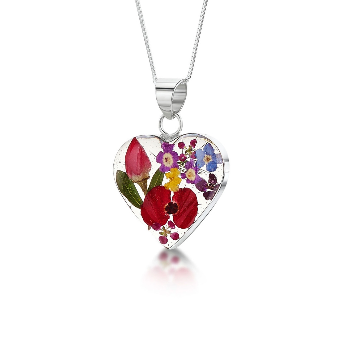 Shrieking Violet Mixed Flower Heart Pendant