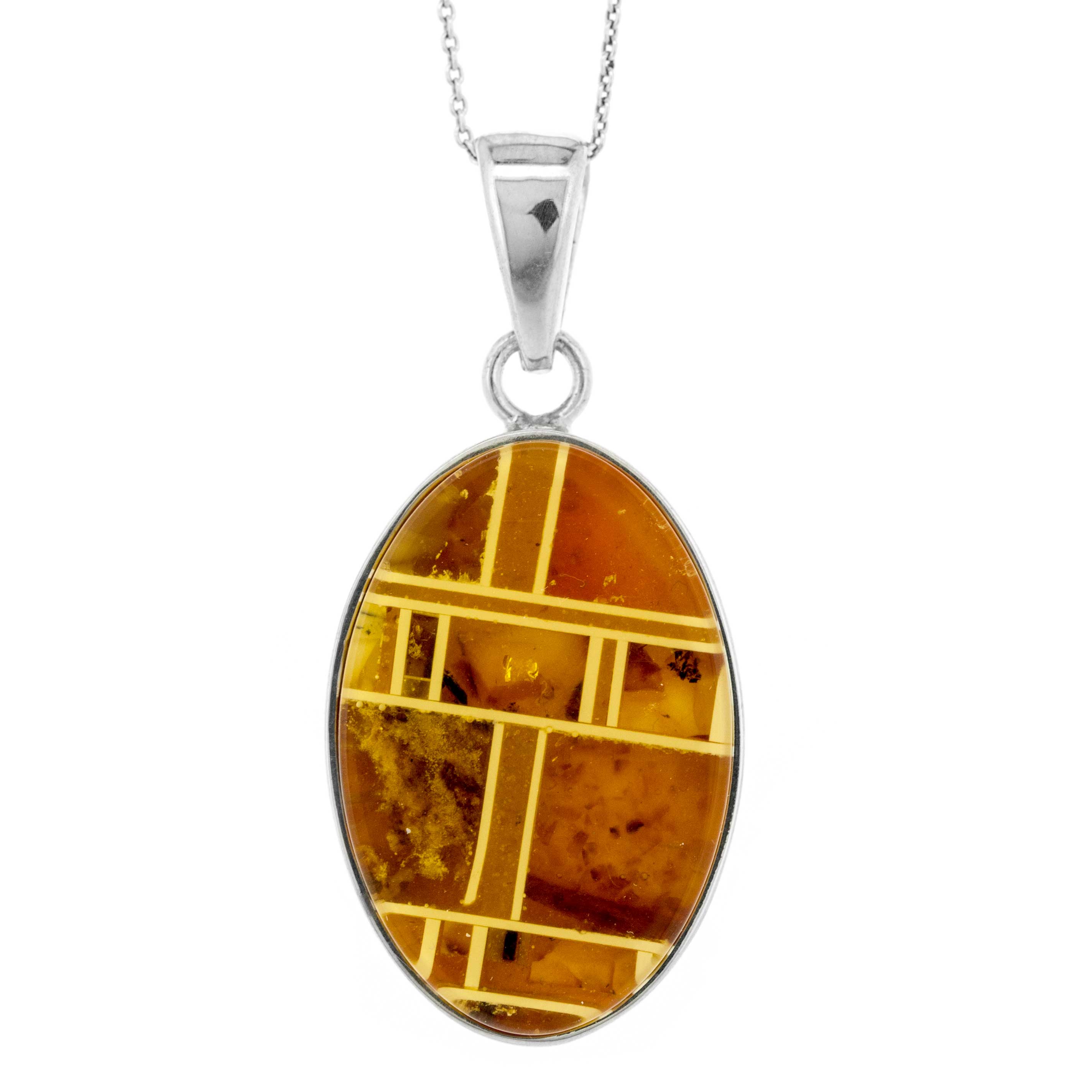 Large Oval Mosaic Amber Pendant