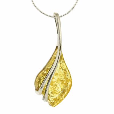 Amber Art Abstract Leaf Pendant