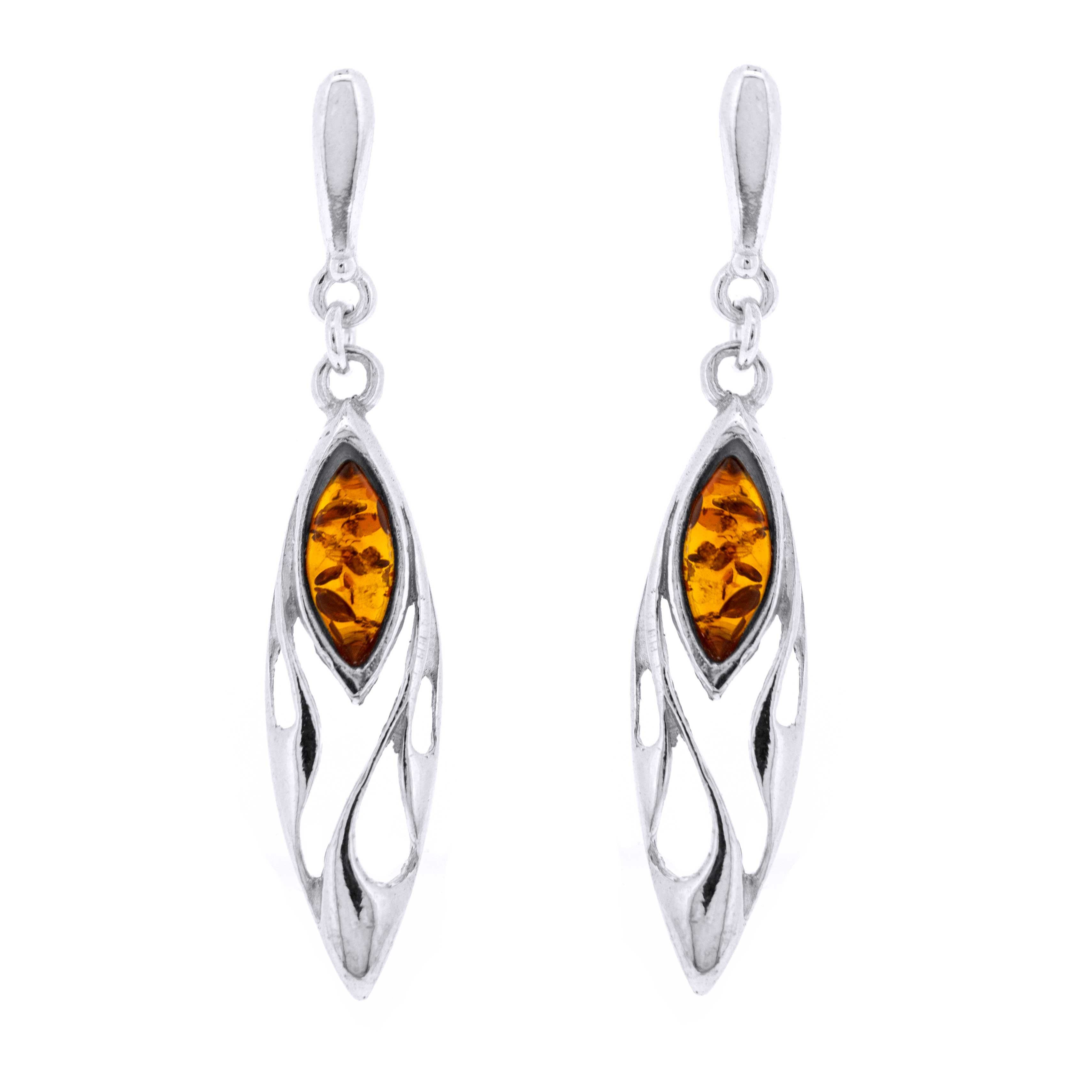 Classic Amber Marquise Deco Earrings
