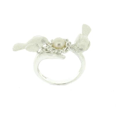 Silver Creation Birds in a Nest Ring