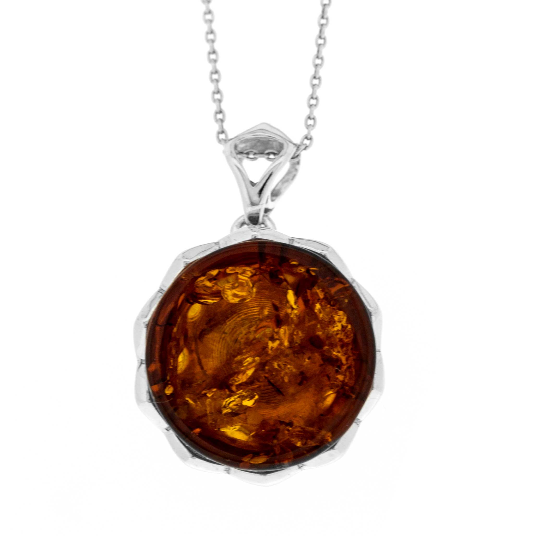 Classic Amber Romance Round Pendant