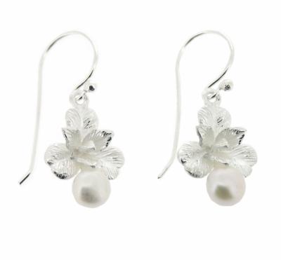 Silver Creation Orchid Pearl Earrings 